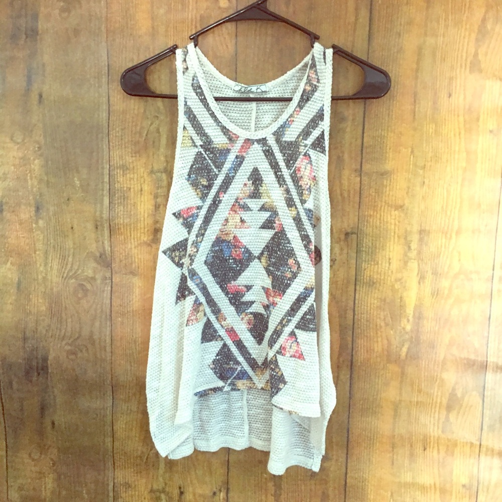 Tribal/flower print tank top